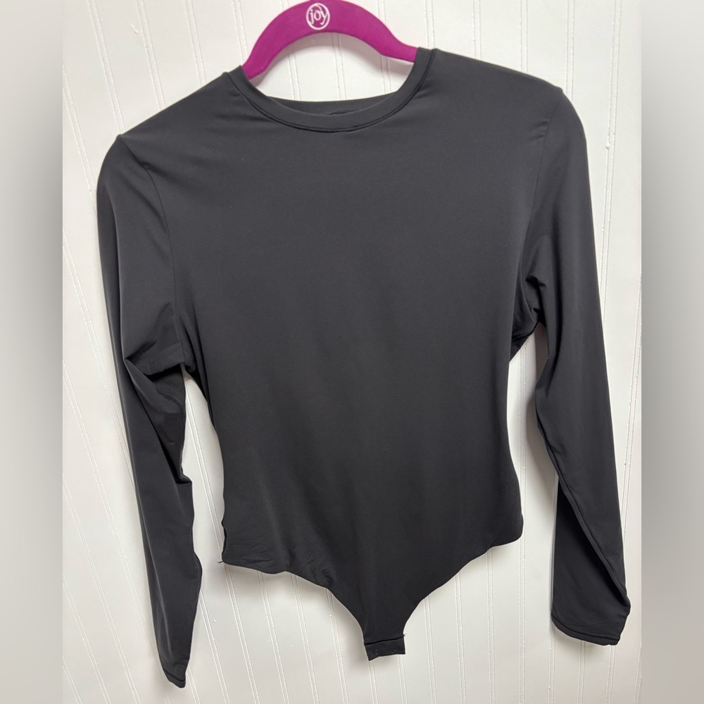 SKIMS Black Long Sleeve Thong Bodysuit